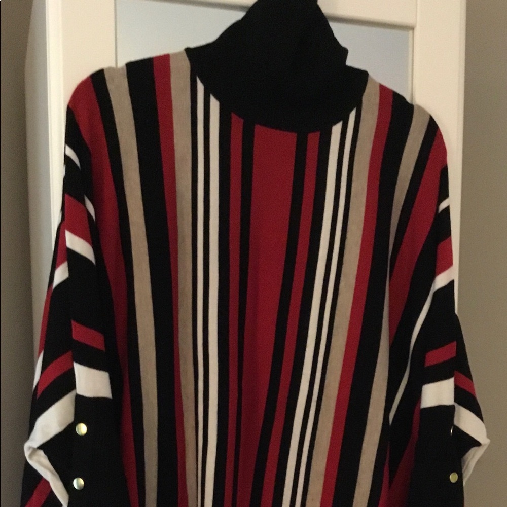 Black/Red/White Vertical Striped Top